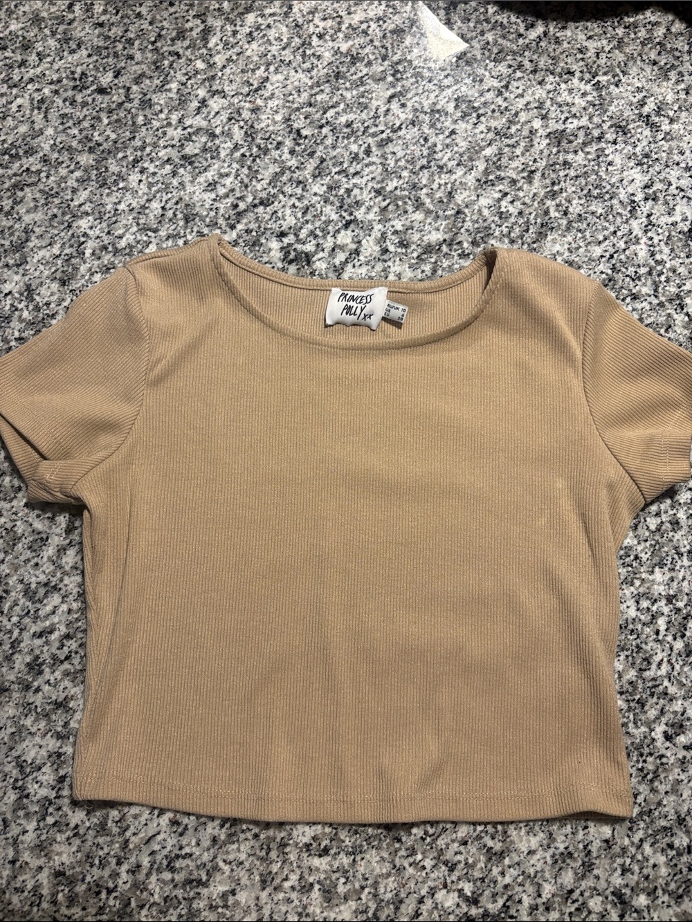 Princess Polly Tan Ribbed Crop